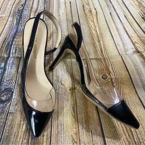 NEW Loslandifen Black Leather Slip On 3 1/2” Stiletto Heels Size Euro 39